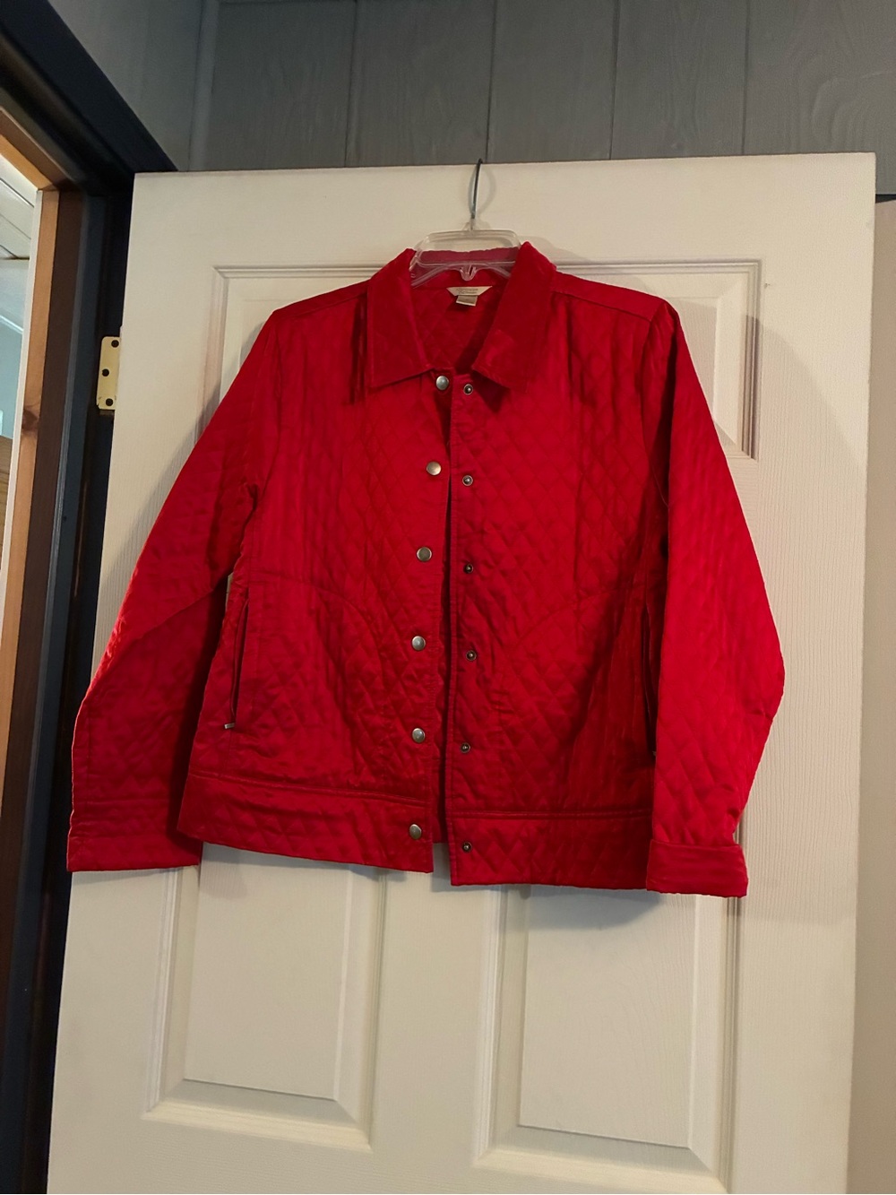 Christopher & Banks Red Quilted Bomber Jacket
